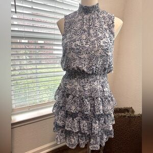 1. State White and Blue Tiered Halter Sundress